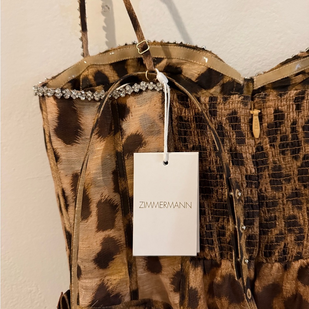 Zimmermann Crush Panelled Leopard Midi Dress - Picture 9 of 10